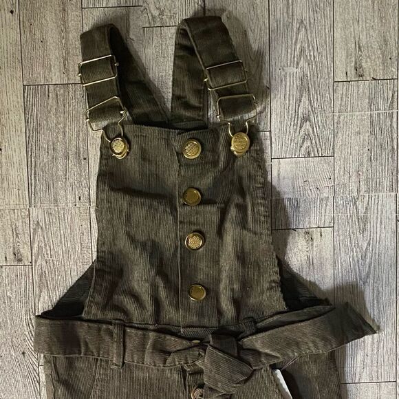 Boutique, Girls, Army Green, Sparkle Patchwork, Skinny Leg Overalls - Picture 5 of 12